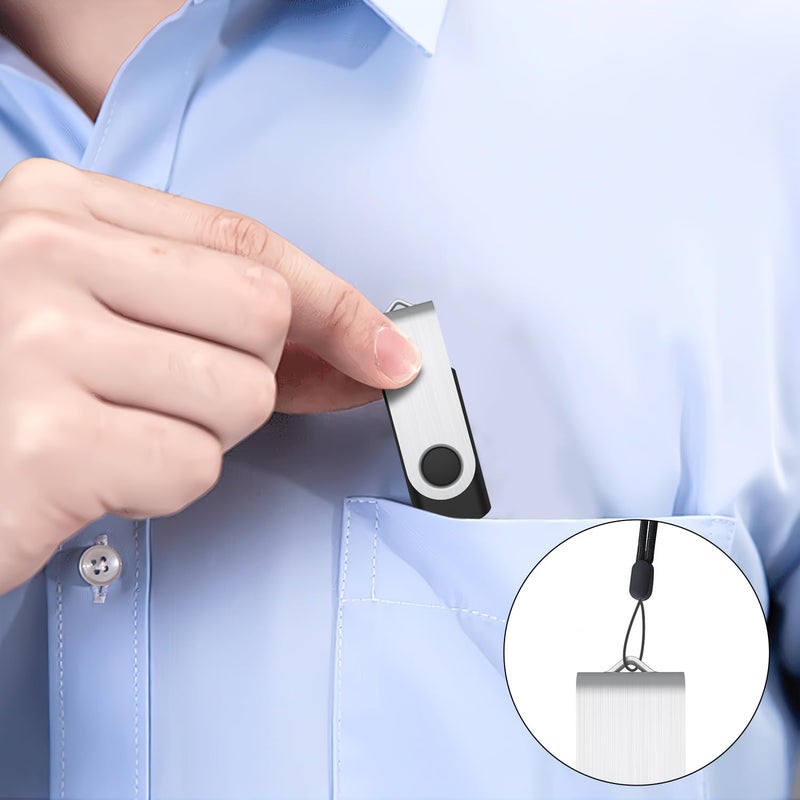 JUANWE 64GB USB Flash Drive 2 Packs, 2.0 Thumb Drive Foldable USB Storage Flash Drive Memory Stick with Lanyard Hole, Jump Drive Pen Drive Zip Drive Portable Flashdrive for PC/Tablet/Mac/Car, Black - Image 5